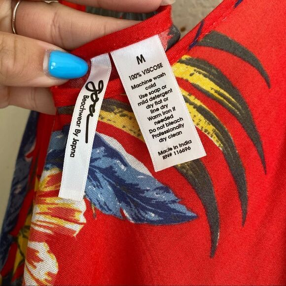 Hawaiian Red Flowy Low Back Beach Dress - Picture 9 of 11